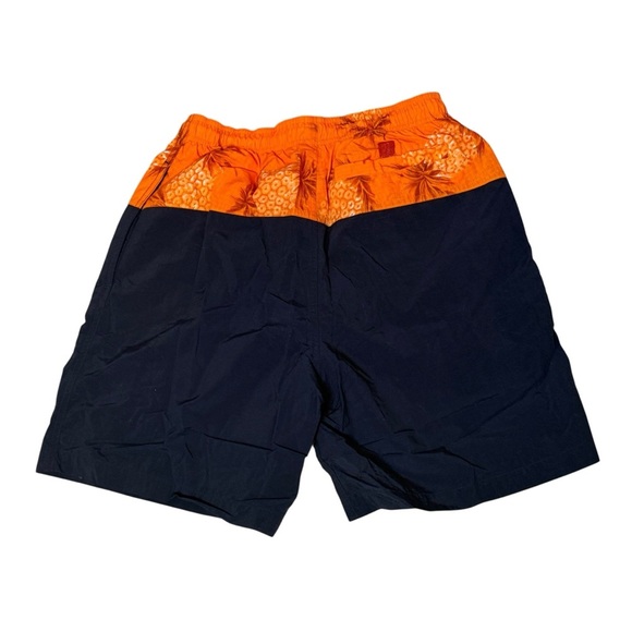 Chaps Ralph Lauren Swim Trunks Small Rip Stop Contrast Orange Blue Lined Beach - Picture 4 of 9